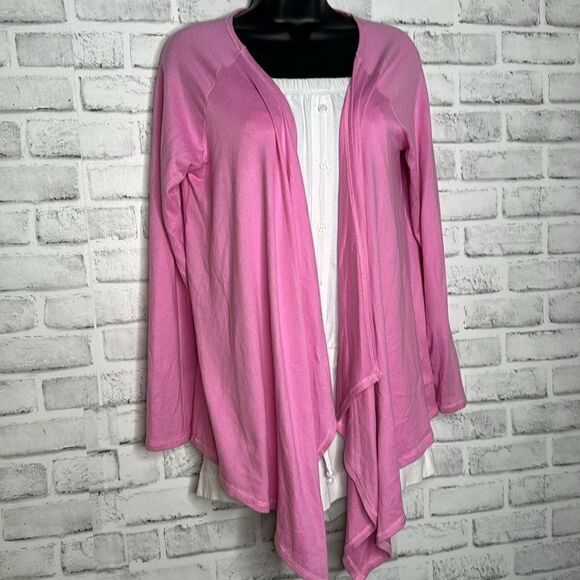 Kim Rogers Pink Asymmetrical Cardigan Size Small - Picture 2 of 5
